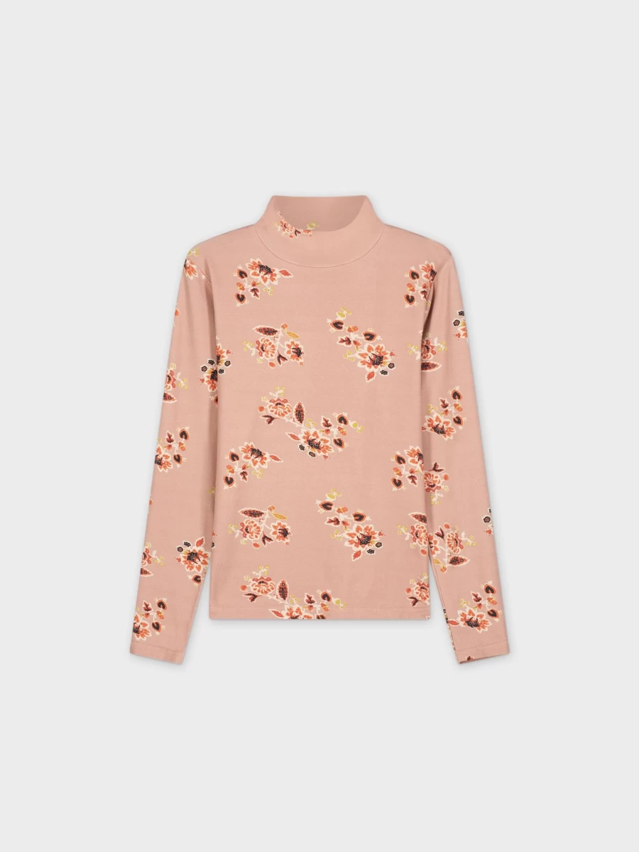 TTS Women's Blush Floral Print Turtleneck Sweater - Elegant Feminine Top