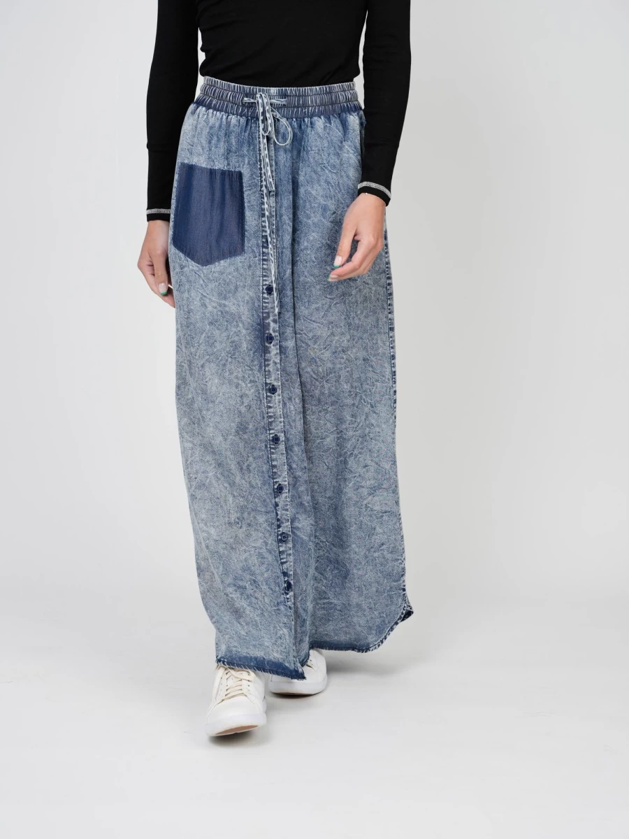TTS Women's Washed Denim Pocket Skirt - Stylish & Comfortable Mini Skirt