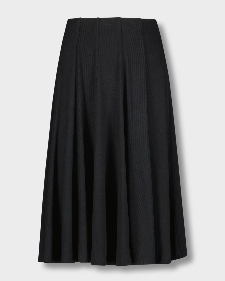 TTS Women's Basic Ribbed Knit Skirt - Black, 25 Inch Length, Stretchy Comfort Fit, High Waist Pencil Skirt for Casual & Office Wear