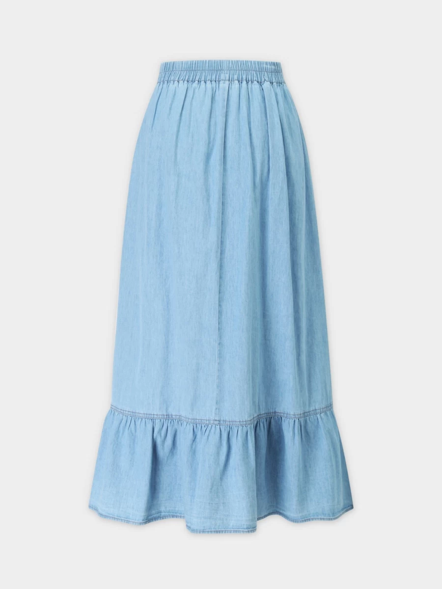 TTS Women's Denim Faux Wrap Skirt with Ruffle Detail - Stylish & Comfortable