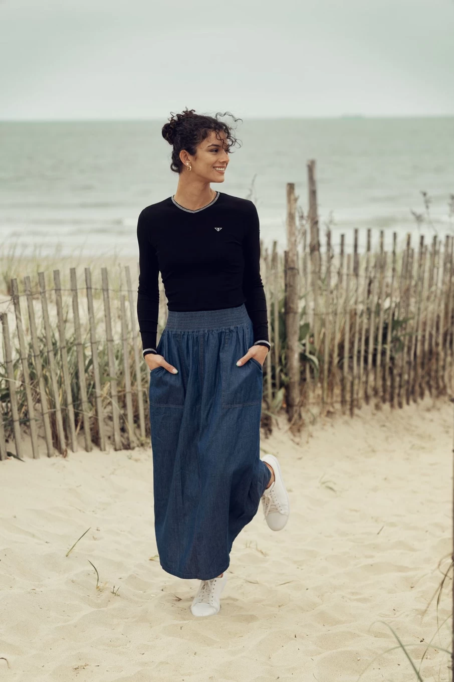 TTS Women's Stitched Denim Skirt - High-Quality Denim Skirt for Women